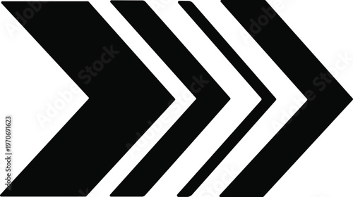 Three overlapping black chevron arrows pointing right for motion, navigation, and progress design content