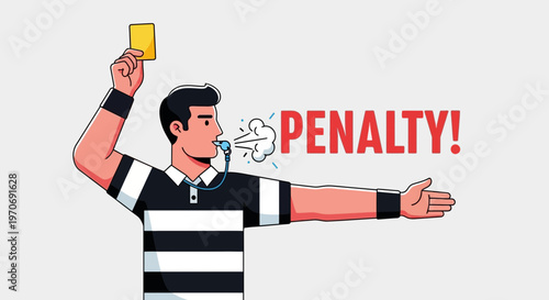 Referee Shows Penalty Card, Signaling Infraction in Sports, Game, And Competition