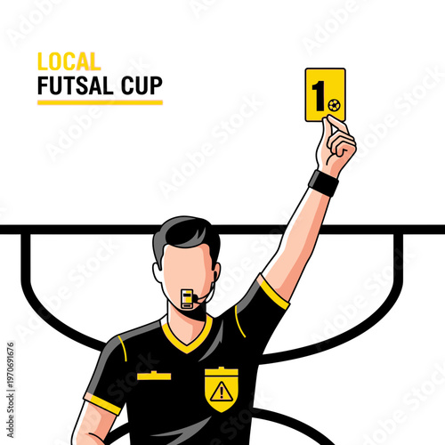 Referee Shows Yellow Card During Local Futsal Cup Game For Unsportsmanlike Conduct