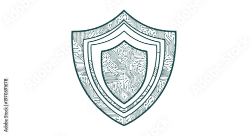 Detailed Sketch of a Heraldic Shield with Intricate Design Elements.