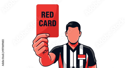 Referee Shows Red Card Illustration Depicting Sporting Penalty and Exclusion with Impact