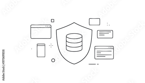 Database Security Shield Protecting Digital Information Assets.