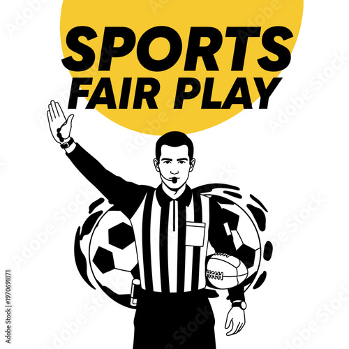 Referee Signals Fair Play In Sports: Illustrated Design Representing Ethical Conduct And Competition