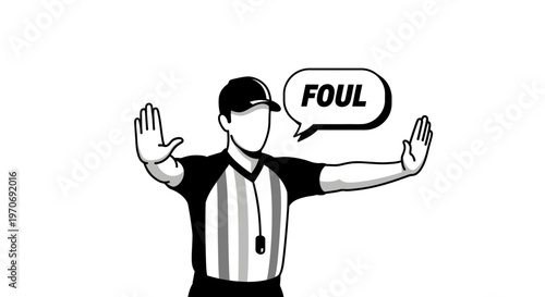 Referee Signals Foul During Sporting Event and Delivers a Clear Decision