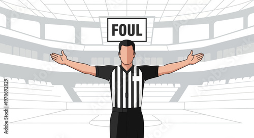 Referee Signals Foul In A Stadium, Demonstrating Enforcement During Sports Match