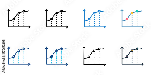 Learning curve icons set multiple style collection. Editable stroke 
