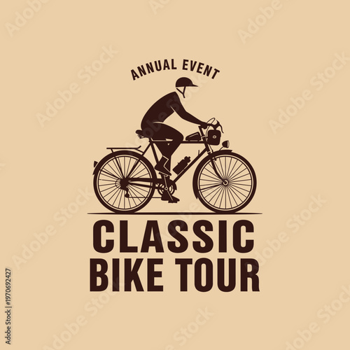 Retro Bicycle Tour Event Emblem Vintage Cycling Adventure Logo