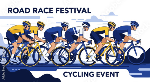 Road Race Cycling Festival Elite Cyclists Competing in Professional Sport Event