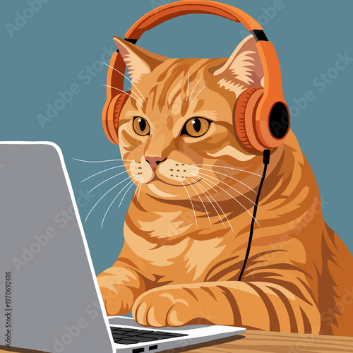 cat and laptop