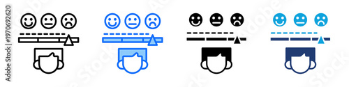Emotion Scale Icon Set Multi Style Vector Illustration
