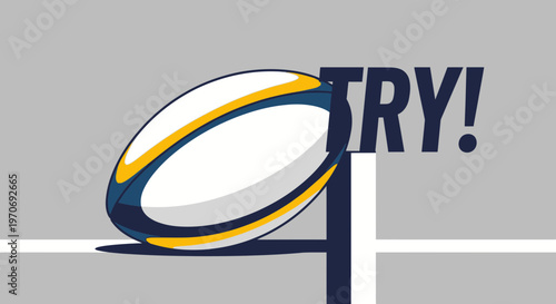 Rugby Ball Ready To Try, Colorful Vector Illustration Suitable For Sports Designs