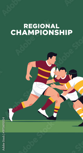 Rugby Players Competing in a Regional Championship Match with Dynamic Action and Energy