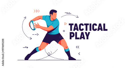 Rugby Player Executing Strategic Move Depicted In Dynamic Vector Illustration