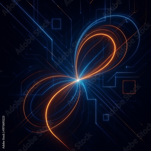 Dynamo A futuristic high tech abstraction of glowing lines and s