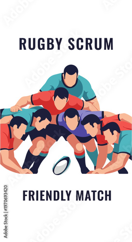 Rugby Players Engage in a Friendly Match: A Dynamic Illustration of Teamwork and Competition