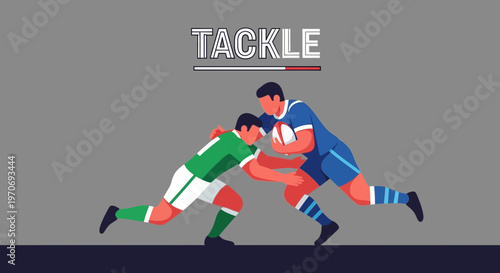 Rugby Players Engage In Dynamic Action During A Competitive and Energetic Tackle