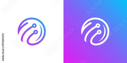 Dual meaning logo combining global and dot connection elements, symbolizing worldwide networking, digital integration, seamless communication, and interconnected global innovation.