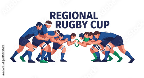 Rugby Players Face Off in a Regional Cup Tournament, Fighting For Victory And Glory