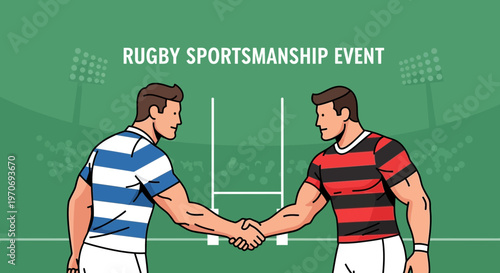 Rugby Players Show Sportsmanship, Handshake After a Friendly Match on the Field