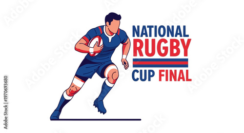 Rugby Player Running With Ball Depicting The National Cup Final Championship Match