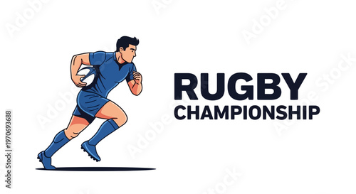 Rugby Player Running With Ball Depicting the Championship in Dynamic Sports Illustration