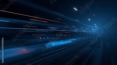 Abstract Digital Light Trails and Futuristic Motion.