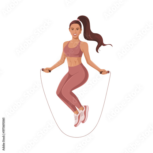 woman skipping rope flat vector