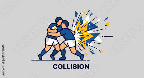 Rugby Players Collide in a Dynamic Illustration Depicting Intense Sporting Action