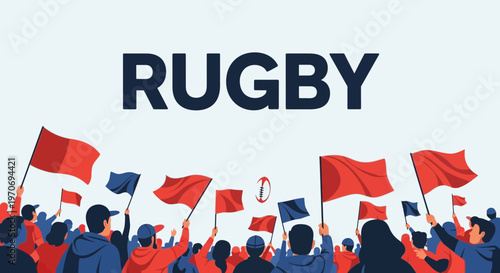 Rugby Supporters Cheering With Flags, Celebrating Victories, Cheering Loudly For The Team