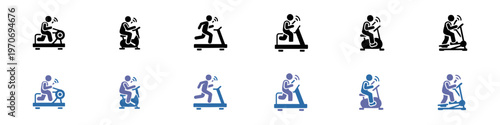 Fitness Exercise Machine Icons Set