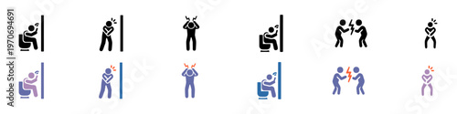 Human Pain, Illness, and Conflict Icon Set