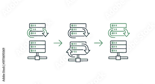 Database Server Diagram Illustrating Data Synchronization and Processing.