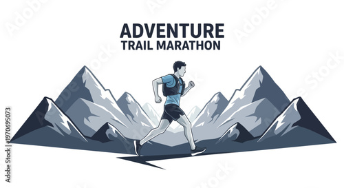 Runner Embarking on Adventurous Trail Marathon Amidst Majestic Mountain Range