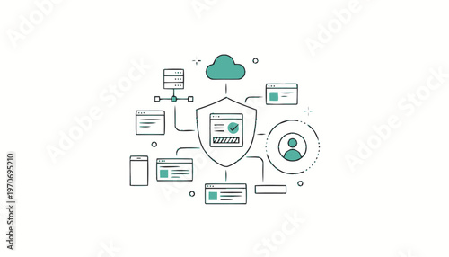 Digital Security Shield Protecting Cloud Network and User Data.