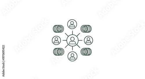 Decentralized Network of People and Cryptocurrency Coins Illustration.