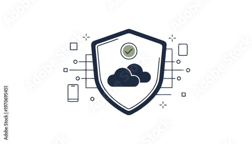 Digital Cloud Security Shield Protecting Data and Information.