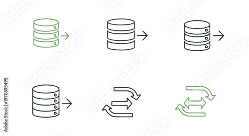 Database Icons Representing Data Storage and Information Flow.