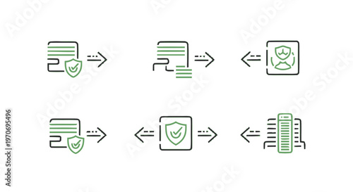 Data Transfer Security Icons Representing Secure Information Exchange.