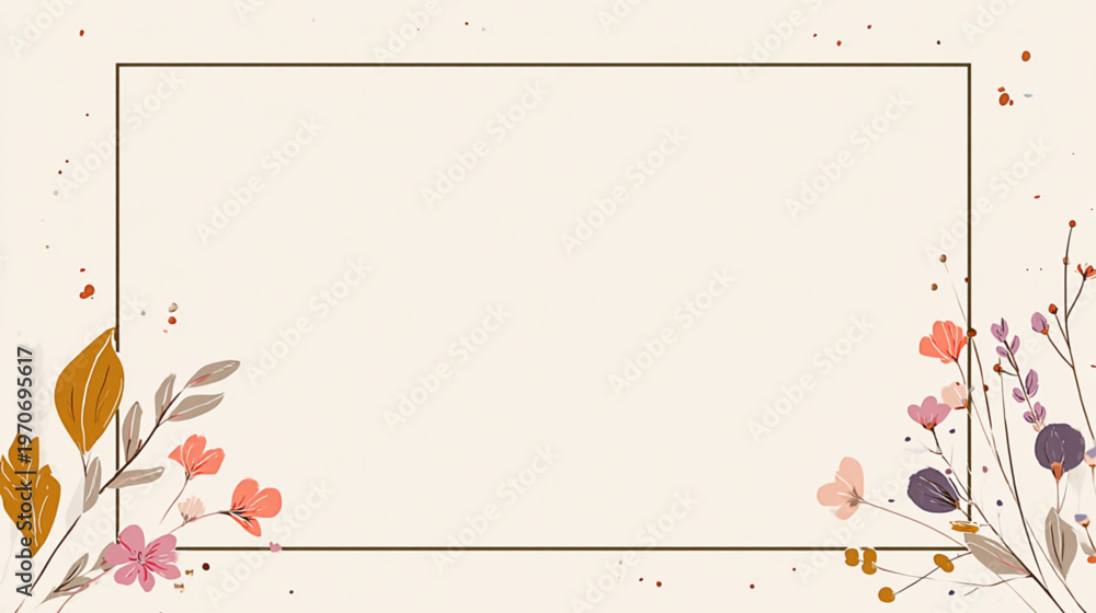 Fototapeta premium Floral Frame Border With Colorful Flowers For Invitation Cards