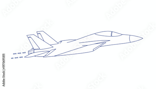 Modern Fighter Jet Blueprint Drawing