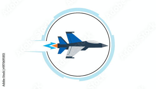 Modern Fighter Jet Flying Fast Through Circular Frame with Motion Trails