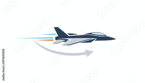 Modern Fighter Jet Performing Aerobatic Maneuver with Motion Trails