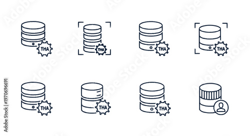 Database Icons Representing Data Storage and Management.