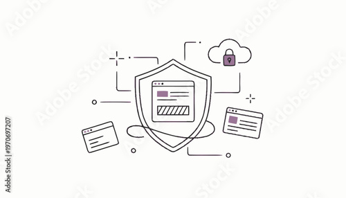 Digital Security Shield Protecting Data and Cloud Storage.
