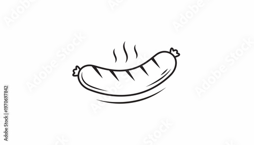 Hot Sausage Icon, Grilled Meat, Barbecue Food, Vector Illustration
