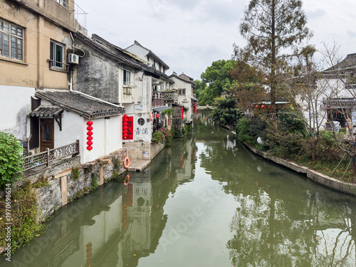Qingxi Ancient Town in Fengxian district, Shanghai, China, with history of more than 1400 years and charm of Jiangnan water town.