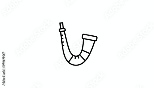 Hand-drawn horn icon, simple line art musical instrument illustration on white background