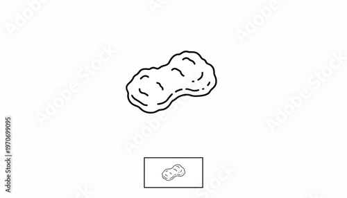 Hand-drawn illustration of a peanut, isolated on white background