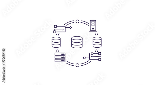 Database Network Illustration Showing Data Storage and Connections.