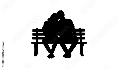Couple sitting together silhouette isolated on white background romantic relationship vector